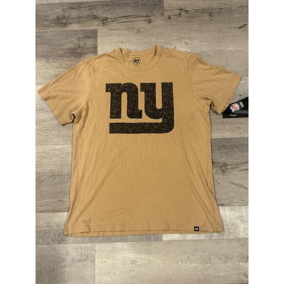 New York Giants Shirt Mens Large Tan NFL Football Distressed Tee 47 Brand - Picture 1 of 12